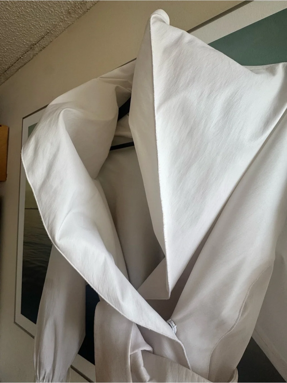 Couture White Jacket blouse with Oversized Collar avant garde